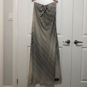 Club Monaco Printed Beige Strapless Maxi Dress